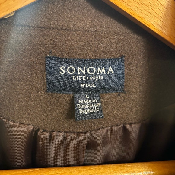 Women’s Sonoma Brown Wool Button Jacket, Size L / Large - Picture 12 of 13